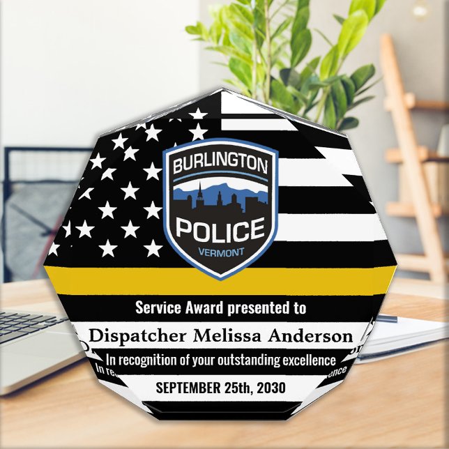 Dispatcher Custom Department Logo Gold Line Acrylic Award (Creator Uploaded)