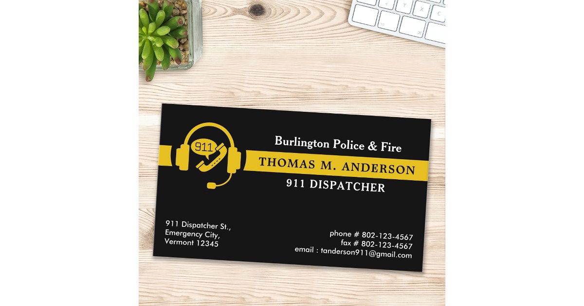 Dispatch Run Card Design Dispatcher Custom Thin Gold Line Emergency Logo Business Card | Zazzle