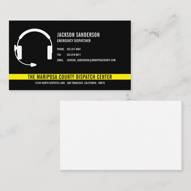 Dispatcher Emergency Services Employee Logo Business Card (Front/Back)