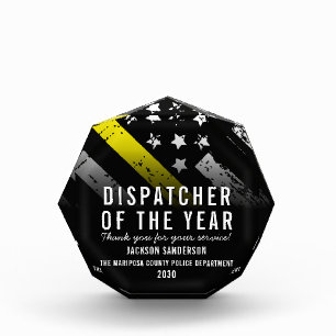 Dispatcher Employee of the Year Yellow Line Flag Acrylic Award