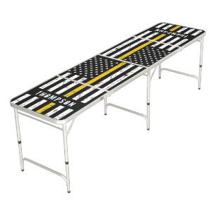 Dispatcher Flag Thin Gold Line Personalized Beer Pong Table