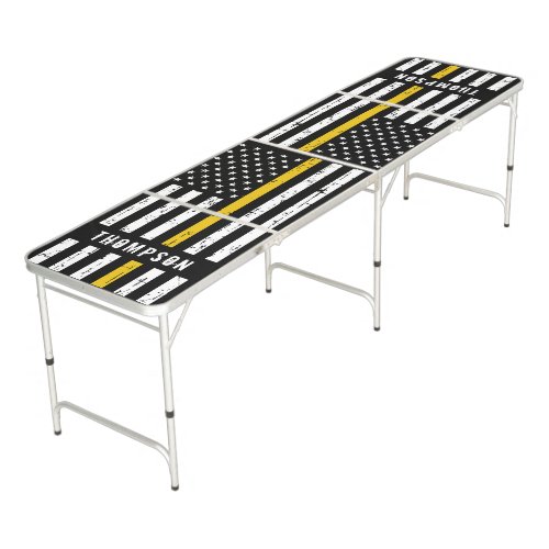 Dispatcher Flag Thin Gold Line Personalized Beer Pong Table