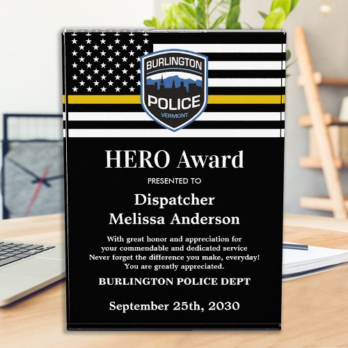 Dispatcher HERO 911 Department Custom Logo Acrylic Award