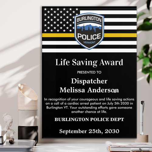 Dispatcher Life Saving Award 911 Department Logo Acrylic Print