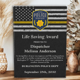 Dispatcher Life Saving Custom Logo Thin Gold Line Acrylic Award