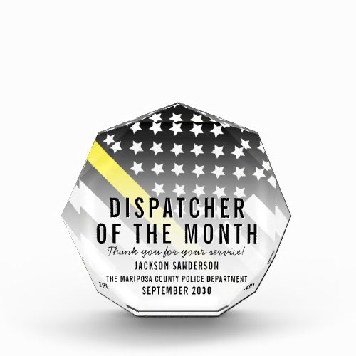 Dispatcher of the Month Emergency Yellow Line Flag Acrylic Award