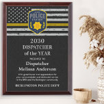 Dispatcher Of The Year Custom Logo Thin Gold Line Award Plaque<br><div class="desc">Celebrate and show your appreciation to an outstanding Dispatcher with this Thin Gold Line Dispatcher Of The Year Award - American flag design in Dispatcher Flag colors , modern black gold design with custom fire, emergency or police department logo. Personalize this dispatcher award with dispatchers name, text with law enforcement,...</div>