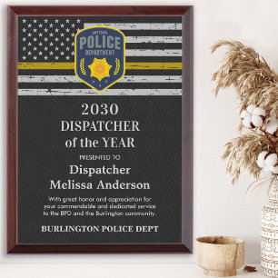 Dispatcher Of The Year Custom Logo Thin Gold Line Award Plaque