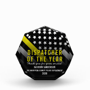 Dispatcher of the Year Employee Yellow Line Flag Acrylic Award