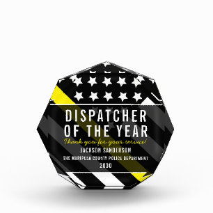 Dispatcher of the Year Employee Yellow Line Flag Acrylic Award