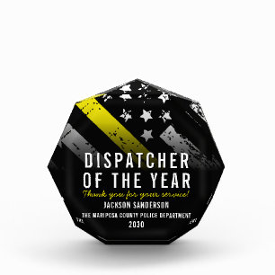 Dispatcher of the Year Employee Yellow Line Flag Acrylic Award