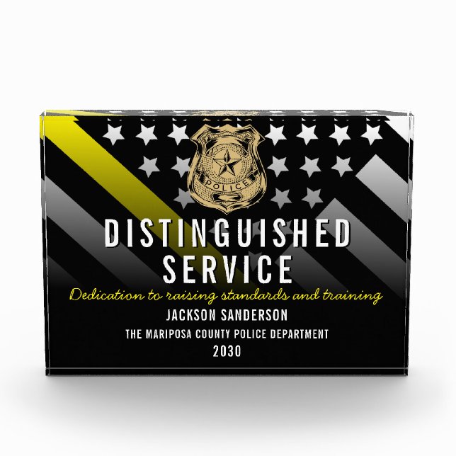 Dispatcher of the Year Employee Yellow Line Flag Acrylic Award (Front)