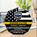 Dispatcher Of The Year Logo 911 Thin Gold Line Acrylic Award<br><div class="desc">Celebrate and show your appreciation to an outstanding Dispatcher with this Thin Gold Line Dispatcher Of The Year Award - American flag design in Dispatcher Flag colors , modern black gold design with custom fire, emergency or police department logo. Personalize this dispatcher award with dispatchers name, text with law enforcement,...</div>