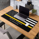 Dispatcher Personalized Thin Gold Line  Desk Mat<br><div class="desc">Thin Gold Line Dispatcher Desk Mat - American flag in Dispatcher Flag colors, modern black and gold design . Personalize with dispatchers name. This personalized dispatcher name desk mat is perfect for police departments and law enforcement officers. COPYRIGHT © 2020 Judy Burrows, Black Dog Art - All Rights Reserved. Dispatcher...</div>
