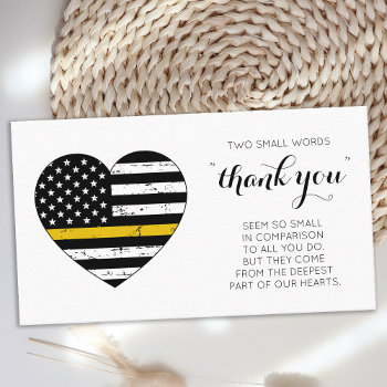 Dispatcher Police 911 Thin Gold Line Thank You Business Card by BlackDogArtJudy at Zazzle