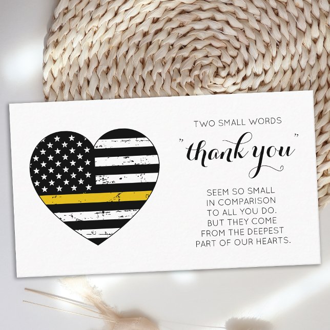 Dispatcher Police 911 Thin Gold Line Thank You Business Card (Creator Uploaded)