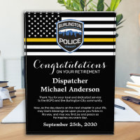 Dispatcher Retirement 911 Custom Thin Gold Line