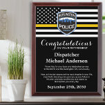 Dispatcher Retirement 911 Custom Thin Gold Line  Award Plaque<br><div class="desc">Celebrate and show your appreciation to an outstanding Dispatcher with this Thin Gold Line Award - American flag design in Dispatcher Flag colors , modern black gold design. Personalize this dispatcher retirement award with dispatchers name, text with police department, law enforcement, emergency, or fire department name and community, and date...</div>