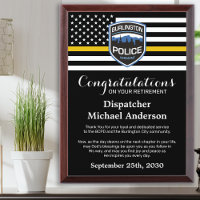 Dispatcher Retirement 911 Custom Thin Gold Line