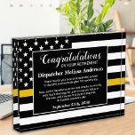 Dispatcher Retirement 911 Thin Gold Line  Acrylic Award<br><div class="desc">Celebrate and show your appreciation to an outstanding Dispatcher with this Thin Gold Line Award - American flag design in Dispatcher Flag colors , modern black gold design. Personalize this dispatcher retirement award with dispatchers name, text with police department, law enforcement, emergency, or fire department name and community, and date...</div>