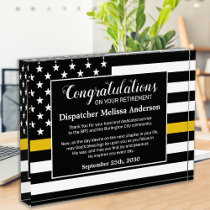 Dispatcher Retirement 911 Thin Gold Line  Acrylic Award