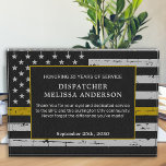 Dispatcher Retirement Custom Years Thin Gold Line  Acrylic Award<br><div class="desc">Celebrate and show your appreciation to an outstanding Dispatcher with this Thin Gold Line Award - American flag design in Dispatcher Flag colors , modern black gold design. Personalize this dispatcher retirement award with dispatchers name, text with police department, law enforcement, emergency, or fire department name and community, and date...</div>