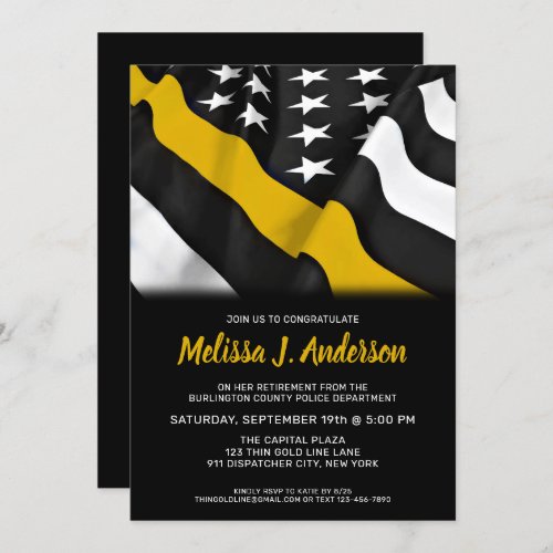 Dispatcher Retirement Personalized Thin Gold Line  Invitation