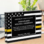 Dispatcher Retirement Thin Gold Line  Acrylic Award<br><div class="desc">Celebrate and show your appreciation to an outstanding Dispatcher with this Thin Gold Line Award - American flag design in Dispatcher Flag colors , modern black gold design. Personalize this dispatcher retirement award with dispatchers name, text with police department, law enforcement, emergency, or fire department name and community, and date...</div>