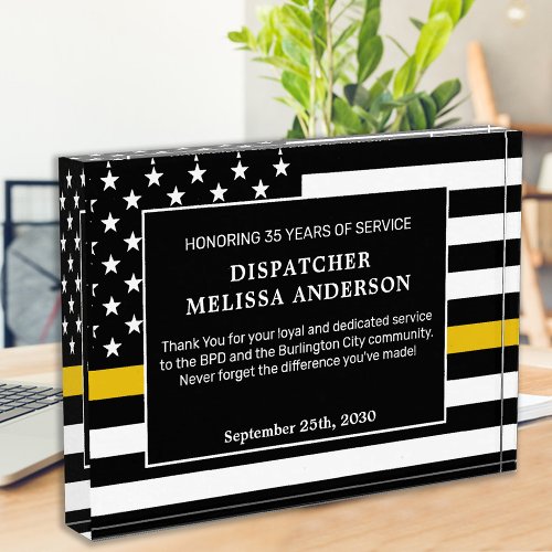 Dispatcher Retirement Thin Gold Line  Acrylic Award
