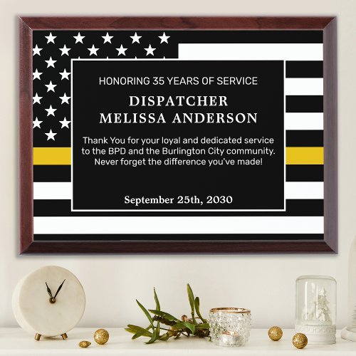 Dispatcher Retirement Thin Gold Line  Award Plaque