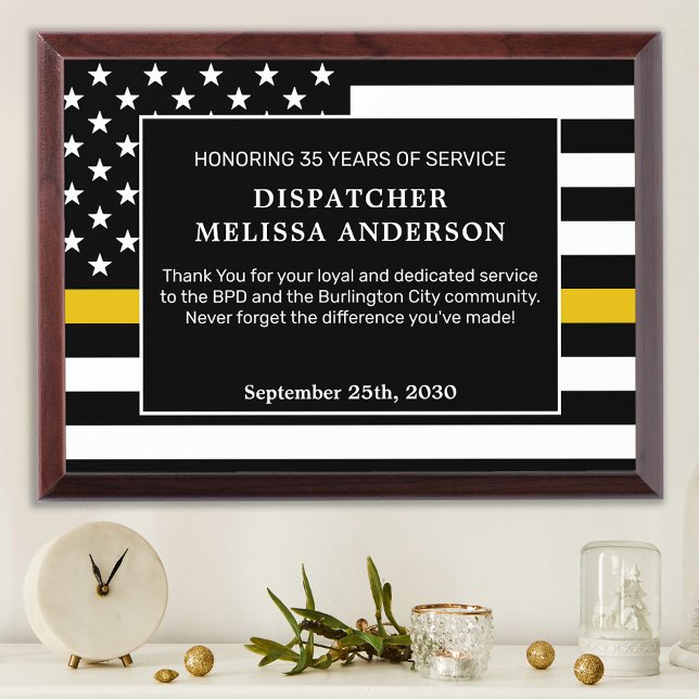 Dispatcher Retirement Thin Gold Line  Award Plaque (Creator Uploaded)