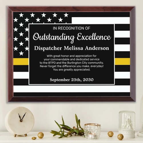Dispatcher Service Public Safety Excellence Award Plaque
