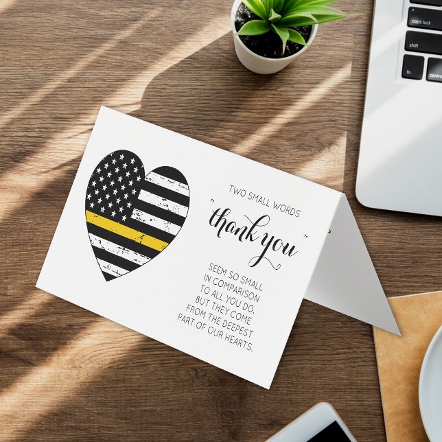 Dispatcher Thin Gold Line 911 Police Thank You Business Card (Creator Uploaded)