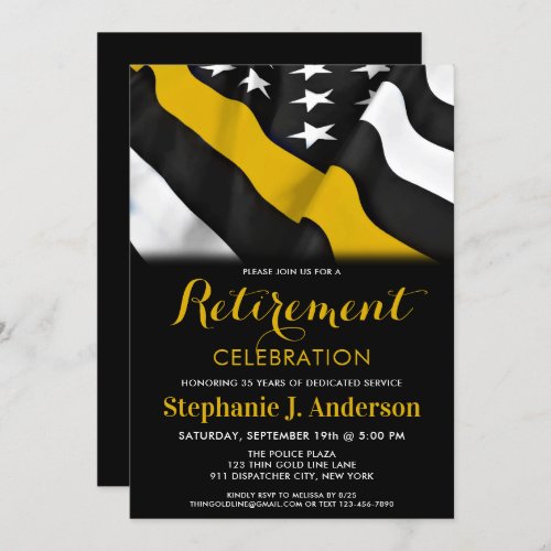 Dispatcher Thin Gold Line American Flag Retirement Invitation