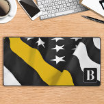 Dispatcher Thin Gold Line Personalized Monogram Desk Mat<br><div class="desc">Thin Gold Line Dispatcher Desk Mat - American flag in Dispatcher Flag colors, black and gold design . Personalize with dispatchers monogram initial. This personalized dispatcher name desk mat is perfect for police departments and law enforcement officers. COPYRIGHT © 2020 Judy Burrows, Black Dog Art - All Rights Reserved. Dispatcher...</div>