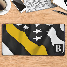 Dispatcher Thin Gold Line Personalized Monogram Desk Mat