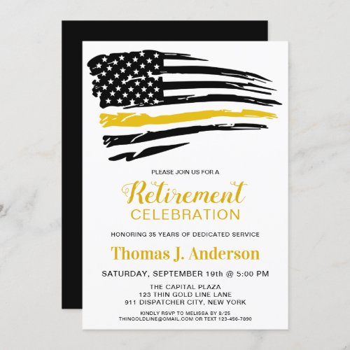 Dispatcher Thin Gold Line Personalized Retirement  Invitation