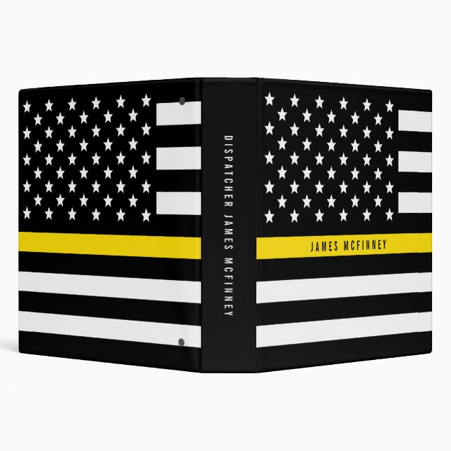 Dispatcher Thin Yellow Line American Flag Add Name 3 Ring Binder (Background)