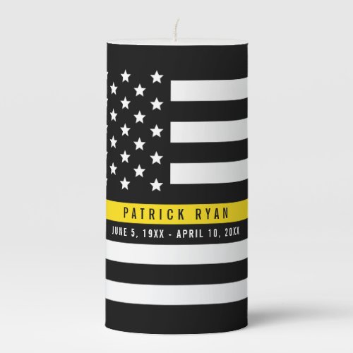 Dispatcher Thin Yellow Line American Flag Add Name Pillar Candle