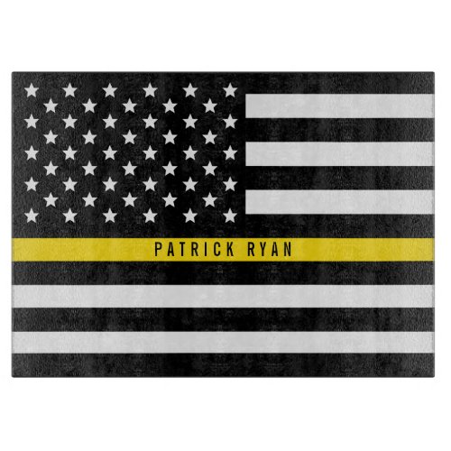 Dispatcher Thin Yellow Line American Flag Name Cutting Board
