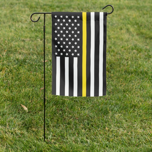 Dispatcher Thin Yellow Line American Garden Flag (In SItu)