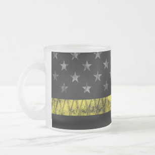 Dispatcher Thin Yellow Line Flag Frosted Glass Coffee Mug