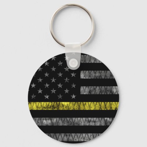 Dispatcher Thin Yellow Line Flag Keychain