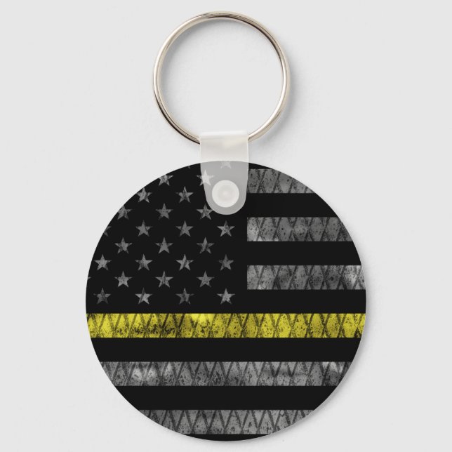 Dispatcher Thin Yellow Line Flag Keychain (Front)