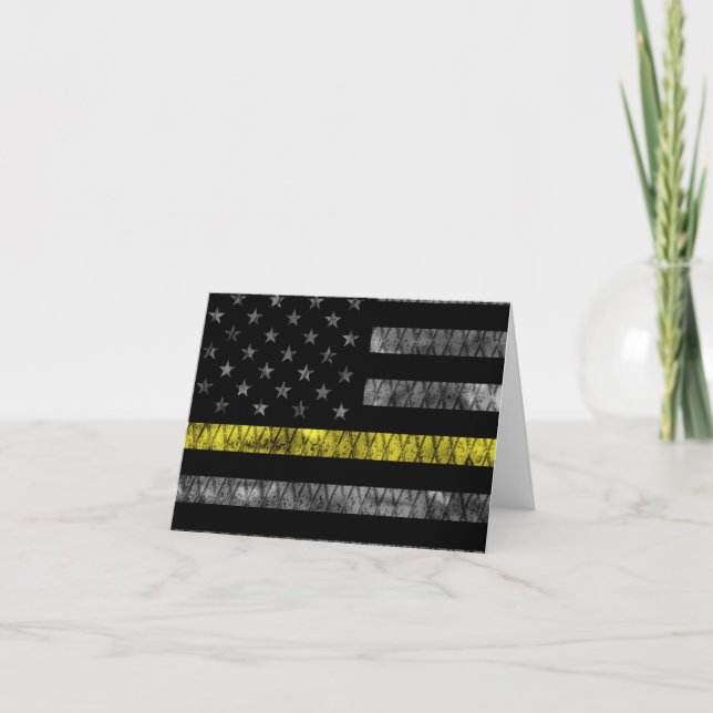 Dispatcher Thin Yellow Line Flag Letterpress Thank You Card (Front)