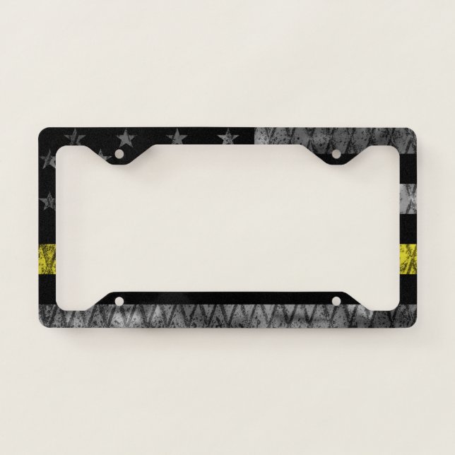 Dispatcher Thin Yellow Line Flag License Plate Frame (Front)