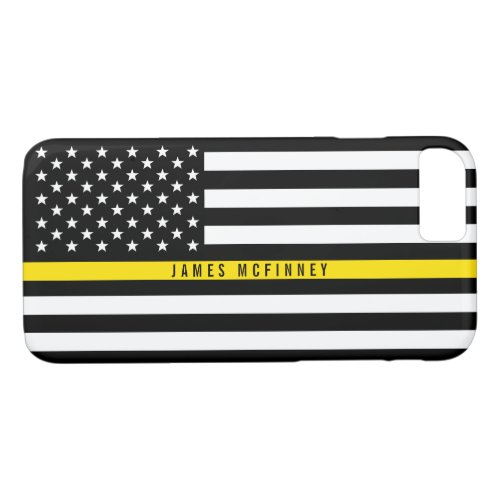 Dispatcher Thin Yellow  Line Flag Monogrammed iPhone 87 Case