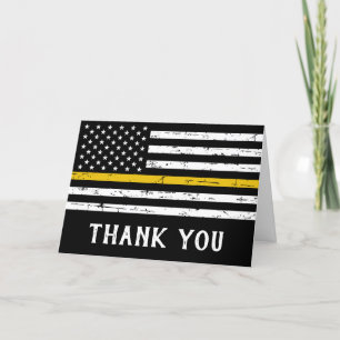 Dispatcher Thin Yellow Line Flag Police Letterpress Thank You Card