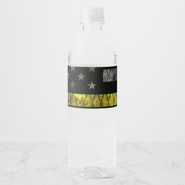 Dispatcher Thin Yellow Line Flag Water Bottle Label (Front)