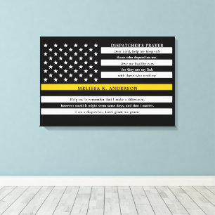 Dispatcher's Prayer Personalized Thin Gold Line Canvas Print
